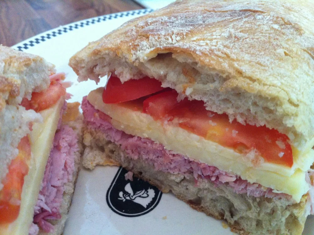 All day Ham, Cheese and Tomato sandwich