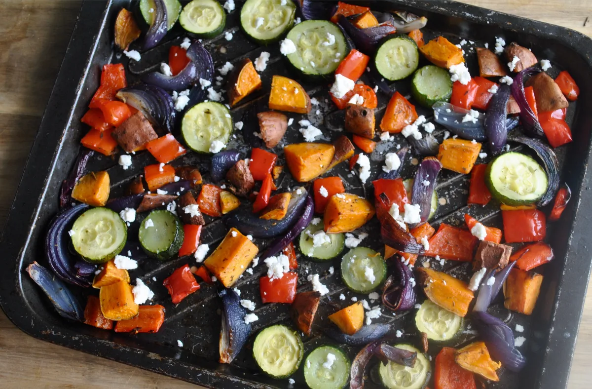 Sweet Potato And Roasted Vegetable Feta Cheese One Tray Bake Recipe - 3