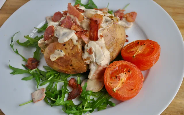 creamy mushroom bacon baked jacket potato recipe - 1