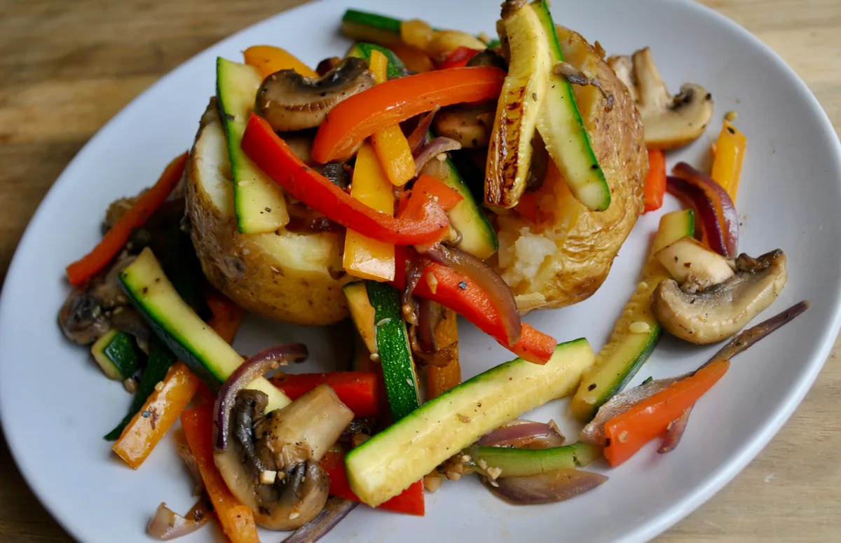 jacket potato fried vegetables recipe - 1
