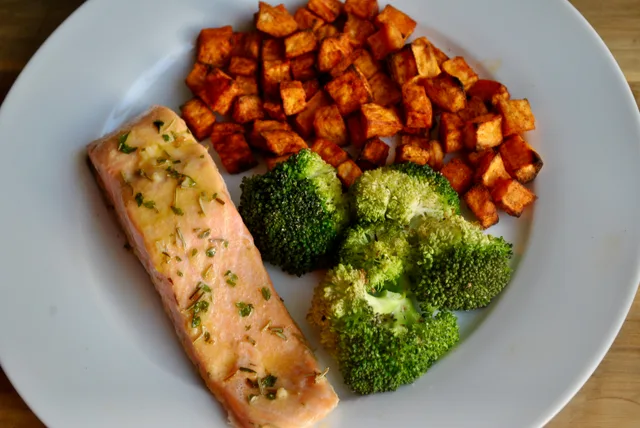 lemon salmon sweet potato broccoli recipe - 2