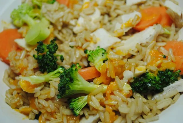 Rice with chicken and vegetables easy student meal