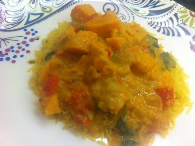Saag sweet potato ‘aloo’ (spinach and potato curry)