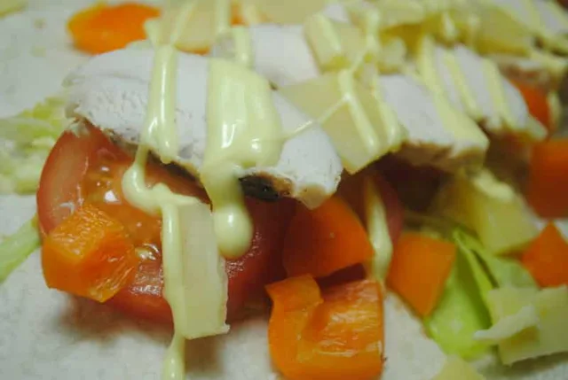 Colourful chicken salad wraps recipe