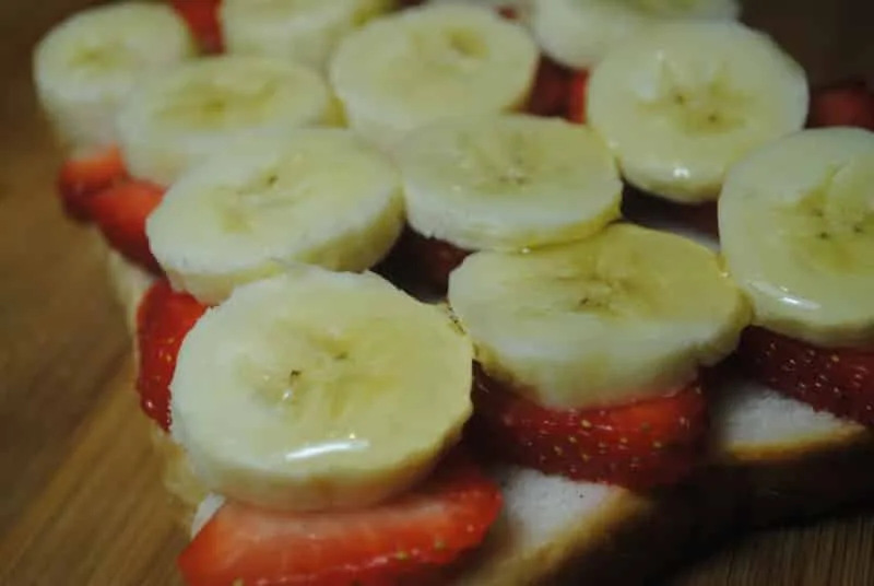Sweet Banana and Strawberry open sandwich
