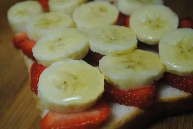 Sweet Banana and Strawberry open sandwich