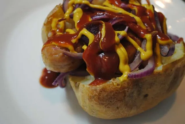 Baked jacket potato hotdog