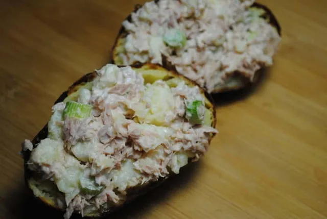 Tuna stuffed baked potatoes