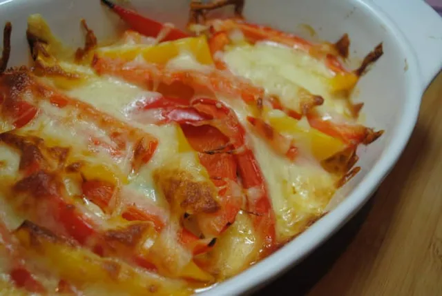 Baked cheese and veggie gratin